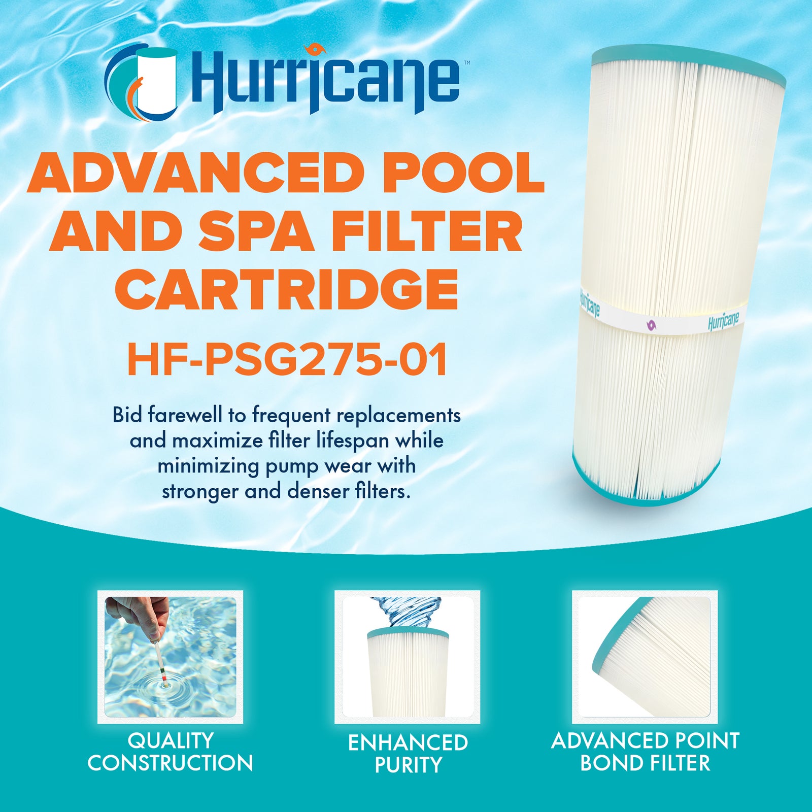 Hurricane Filters HF-PSG275-01 Advanced Pool & Spa Cartridge Filter Replacement - VMInnovations