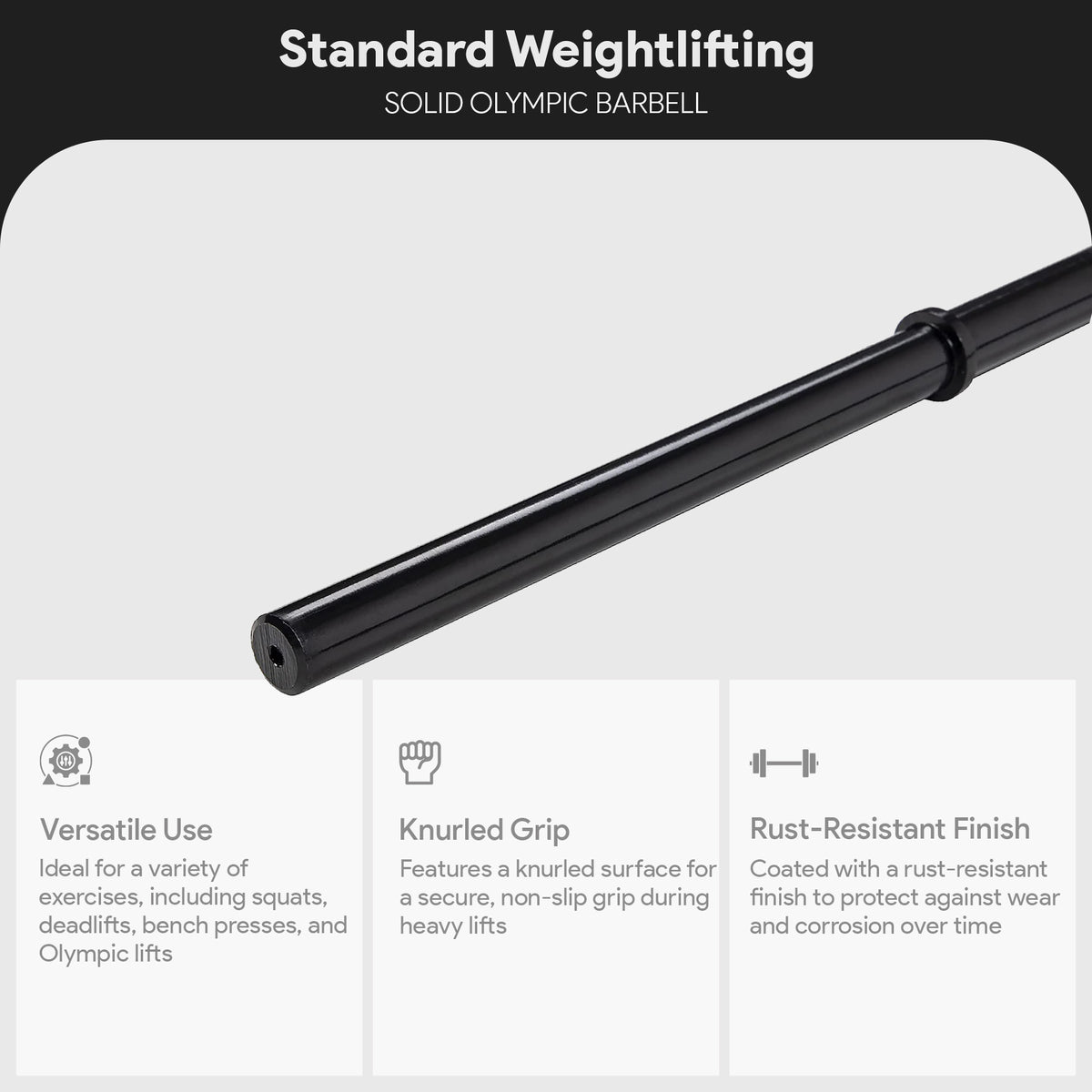 BalanceFrom Standard Weightlifting Solid Olympic Barbell, 1", 5' (Open Box)