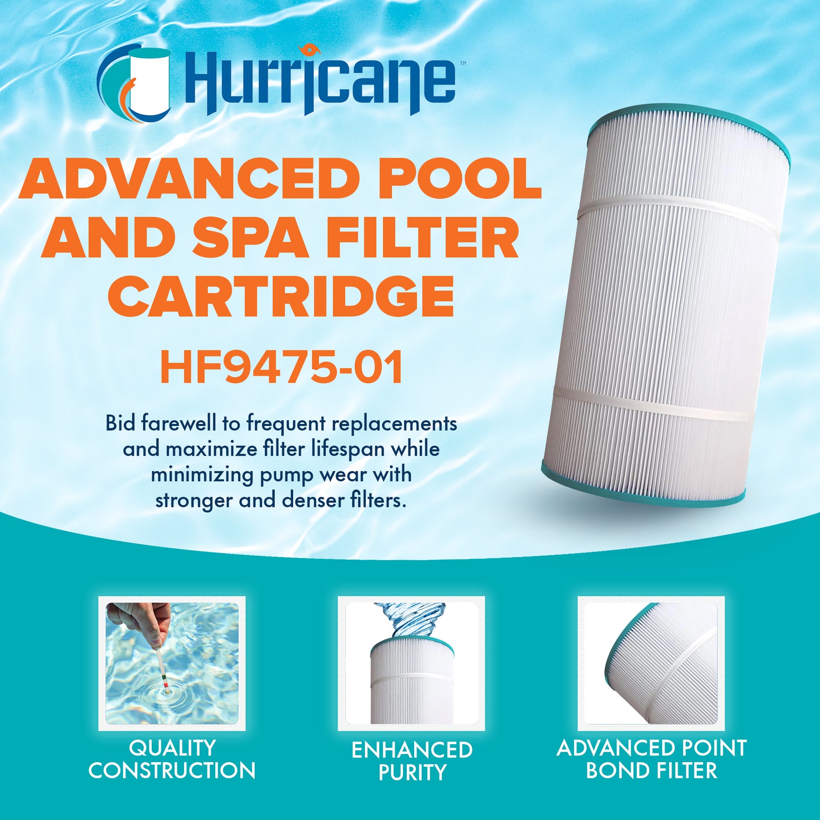 Hurricane Filters HF9475-01 Advanced Pool and Spa Cartridge Filter Replacement - VMInnovations