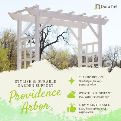Dura-Trel Providence Arbor 64 x 85 Inch Garden Arch Lattice Trellis (Open Box)