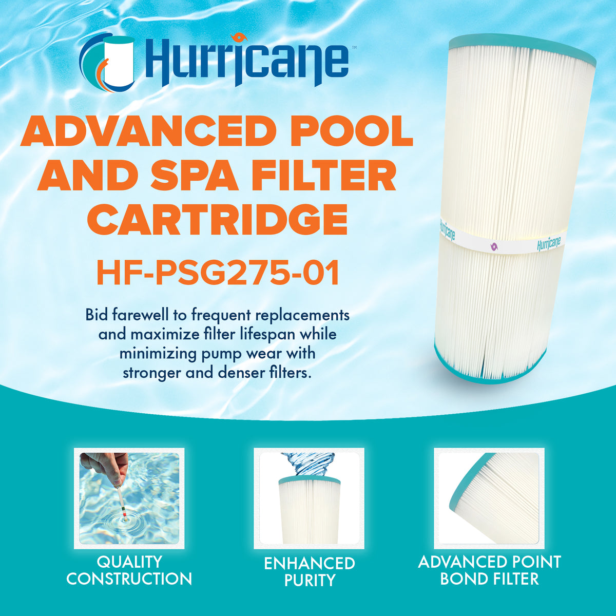 Hurricane Filters HF-PSG275-01 Advanced Pool & Spa Cartridge Filter Replacement