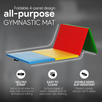 BalanceFrom 4' x 8' x 2" All Purpose Folding Fitness Gymnastics Gym Mat, Multi