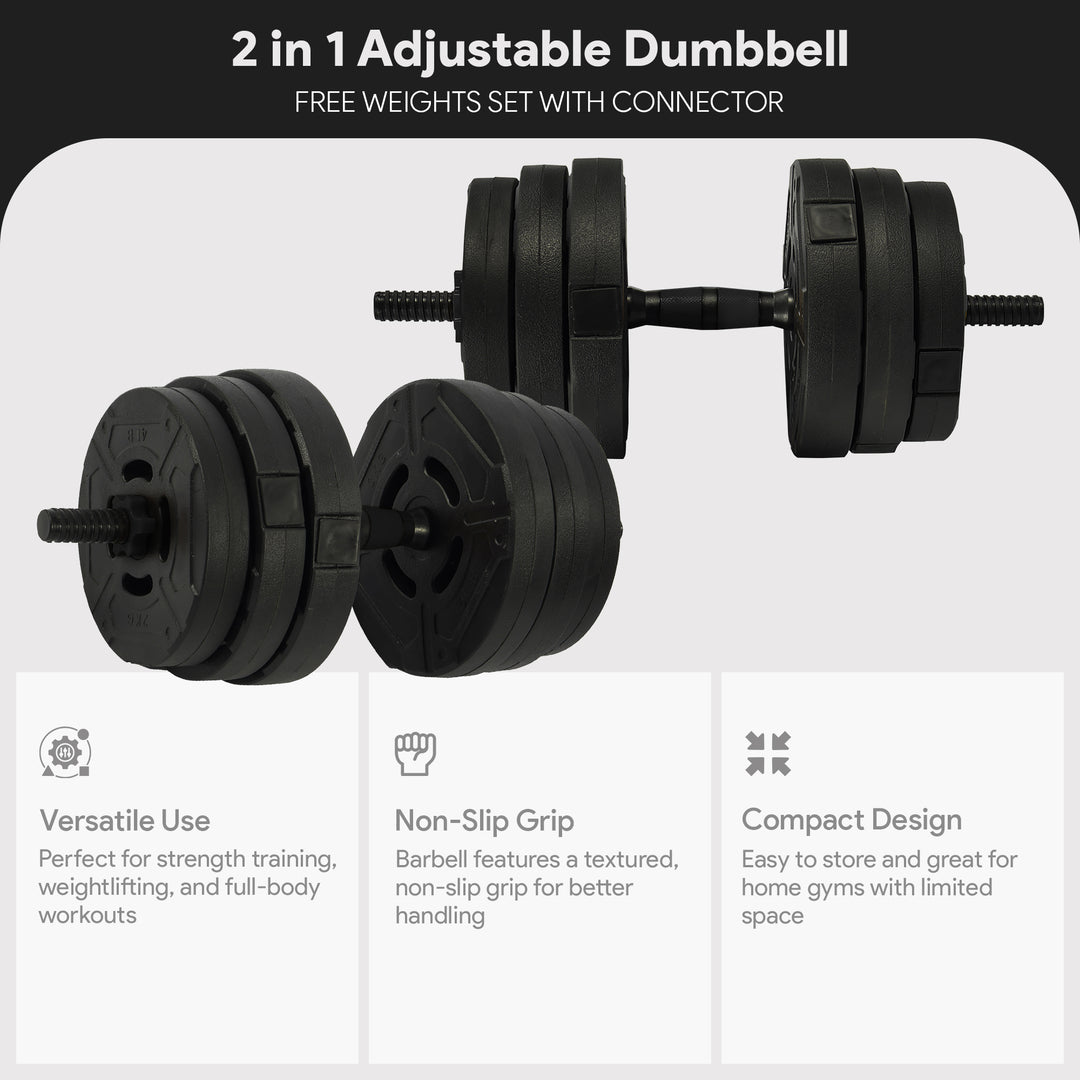 Fitvids 2 in 1 Adjustable Dumbbell Set, 60lbs Free Weights Set with Connector - VMInnovations