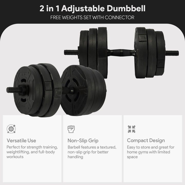 Fitvids 2 in 1 Adjustable Dumbbell Set, 60lbs Free Weights Set with Connector - VMInnovations