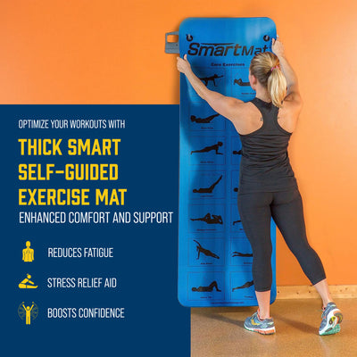 Prism Fitness 16mm Thick Smart Self-Guided Stretching and Exercise Mat, Blue
