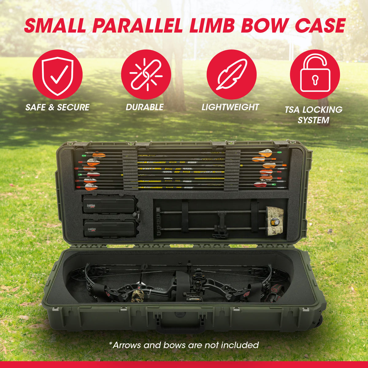 SKB Cases Hard Plastic Exterior Parallel Limb Bow Crossbow Case, Green(Open Box) - VMInnovations