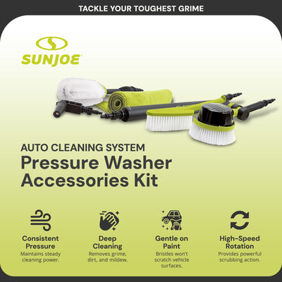 Sun Joe Auto Cleaning System, Pressure Washer Kit, Rotating Brush, SPX-ACS-MAX