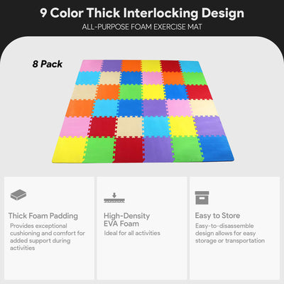 BalanceFrom Thick Interlocking Puzzle Foam Exercise Play Mats, 36 Sq Ft (8 Pack)