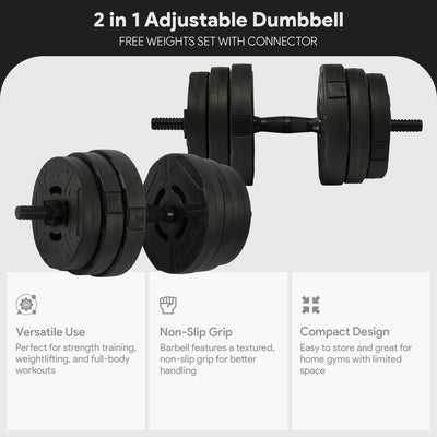 Fitvids 2 in 1 Adjustable Dumbbell Set,60lbs Free Weights Set w/Connector (Used)