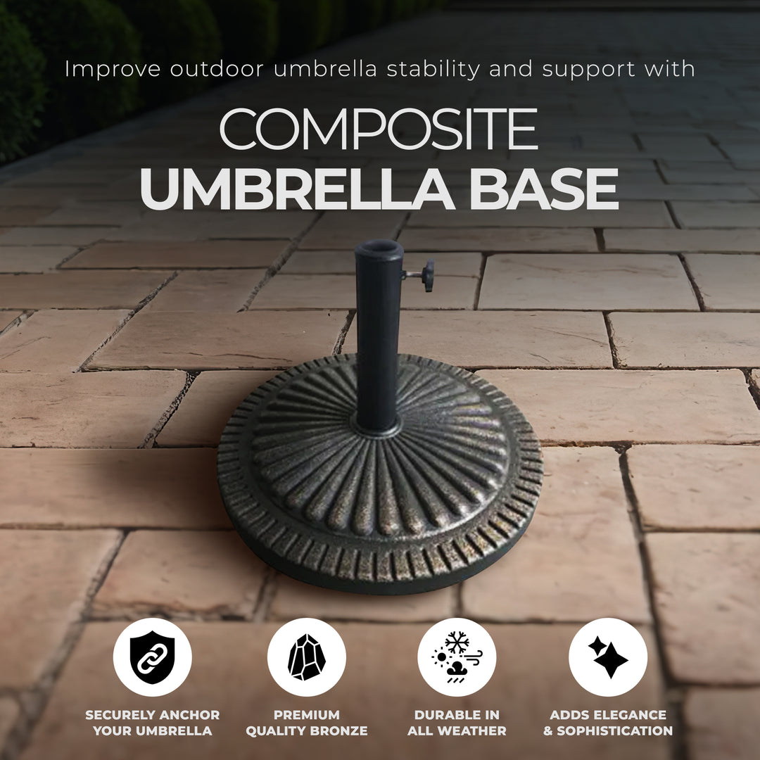 Four Seasons 22" Umbrella Base Fits Up To 2" Umbrella Pole, Bronze (Open Box) - VMInnovations
