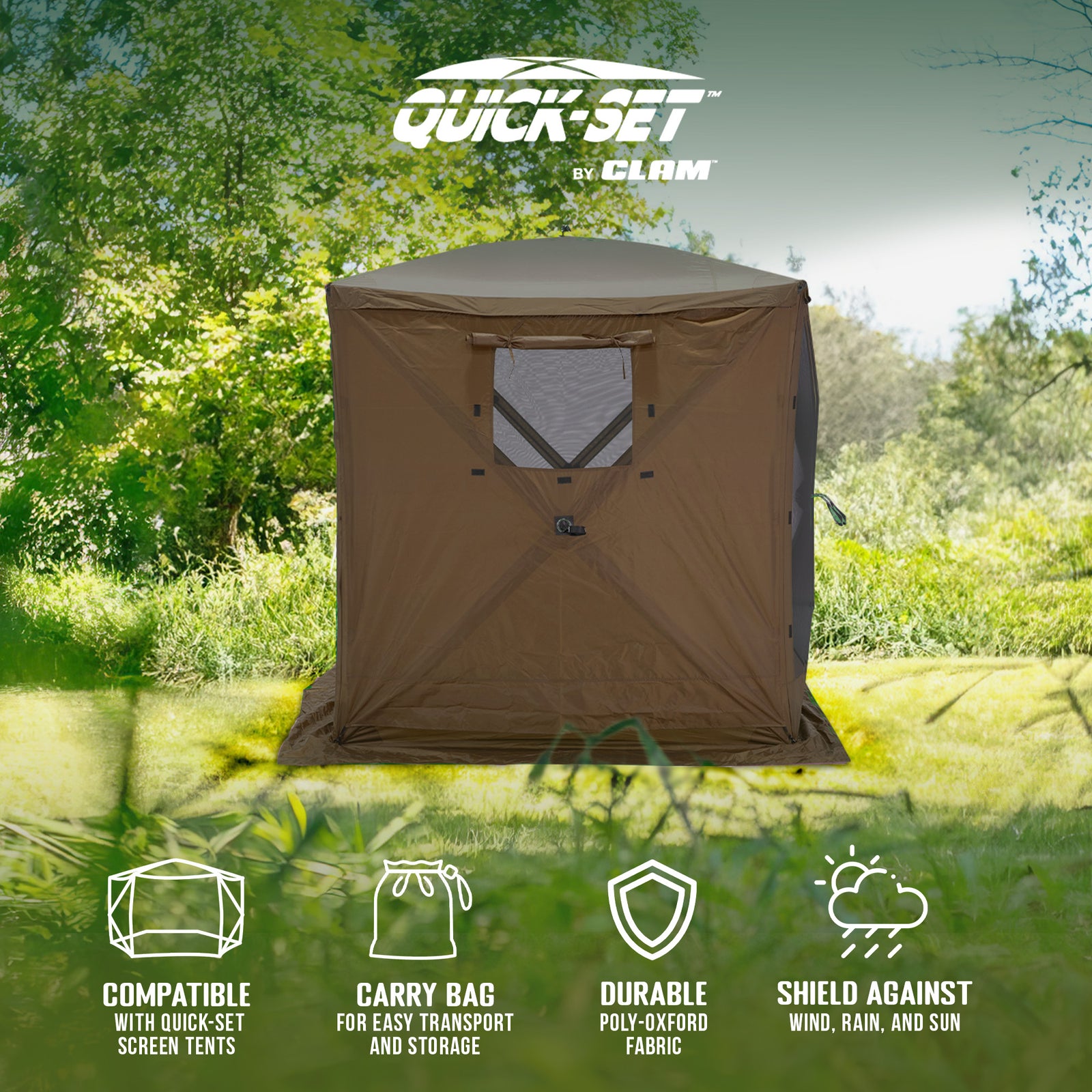 CLAM Quick-Set Screen Hub Tent Wind & Sun Panels, Accessory Only, Brown (3 Pack) - VMInnovations