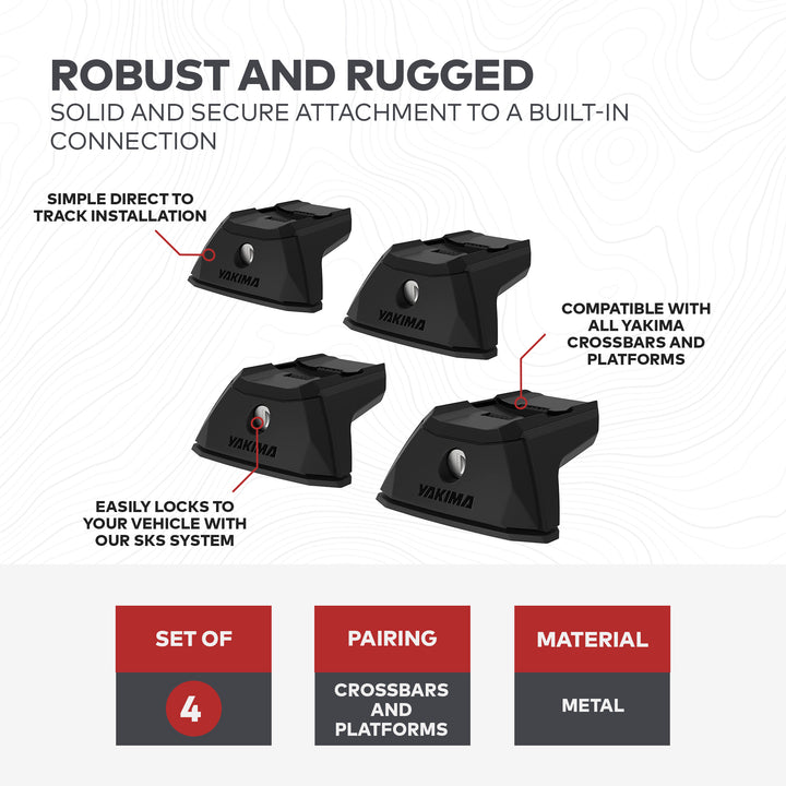 Yakima Heavy Duty Roof Rack Tower for Vehicles w/Tracks, Pack of 4 (Open Box)