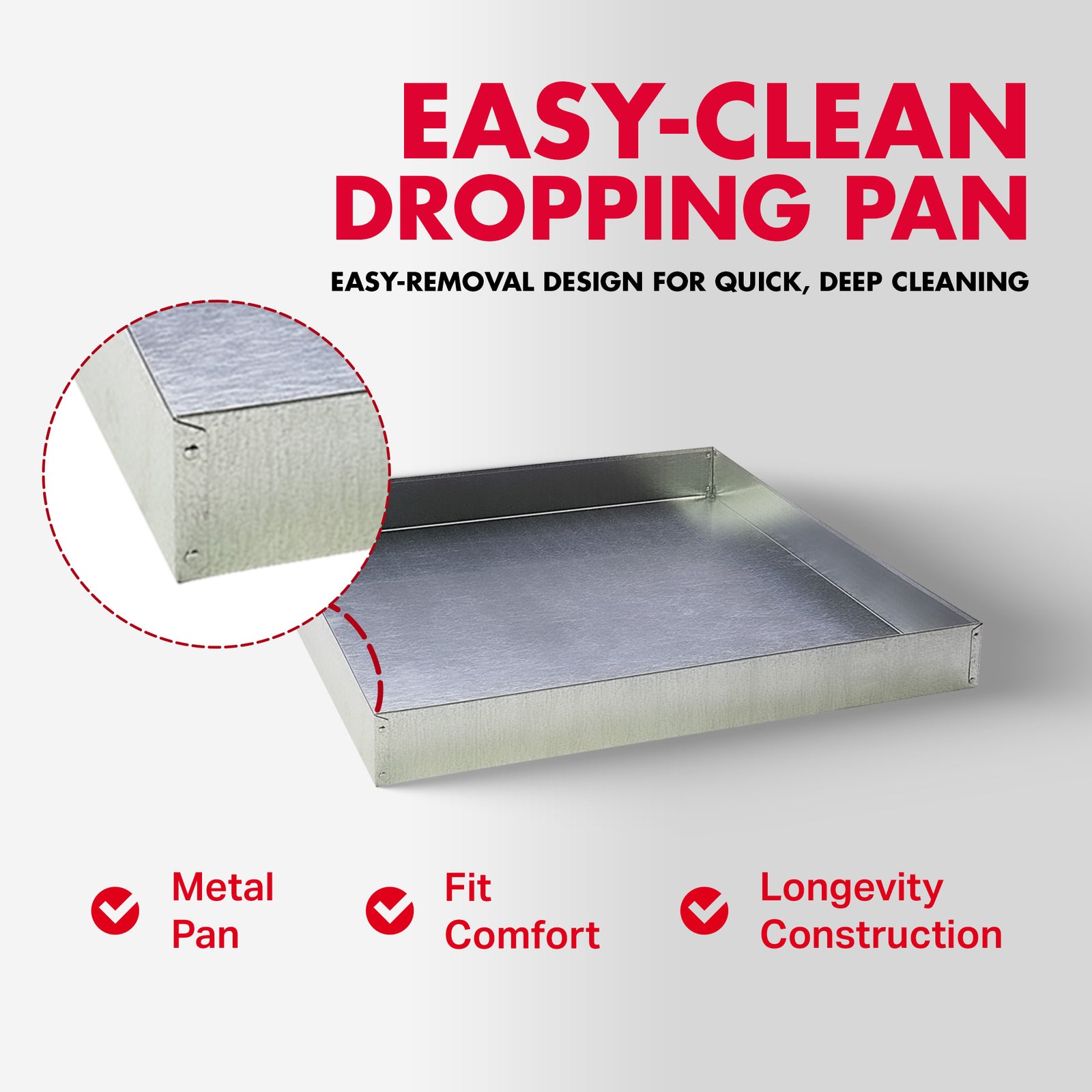 Pet Lodge 24 x 24 x 2.75 " Heavy Duty Metal Rabbit Dropping/Waste Pan (Used) - VMInnovations