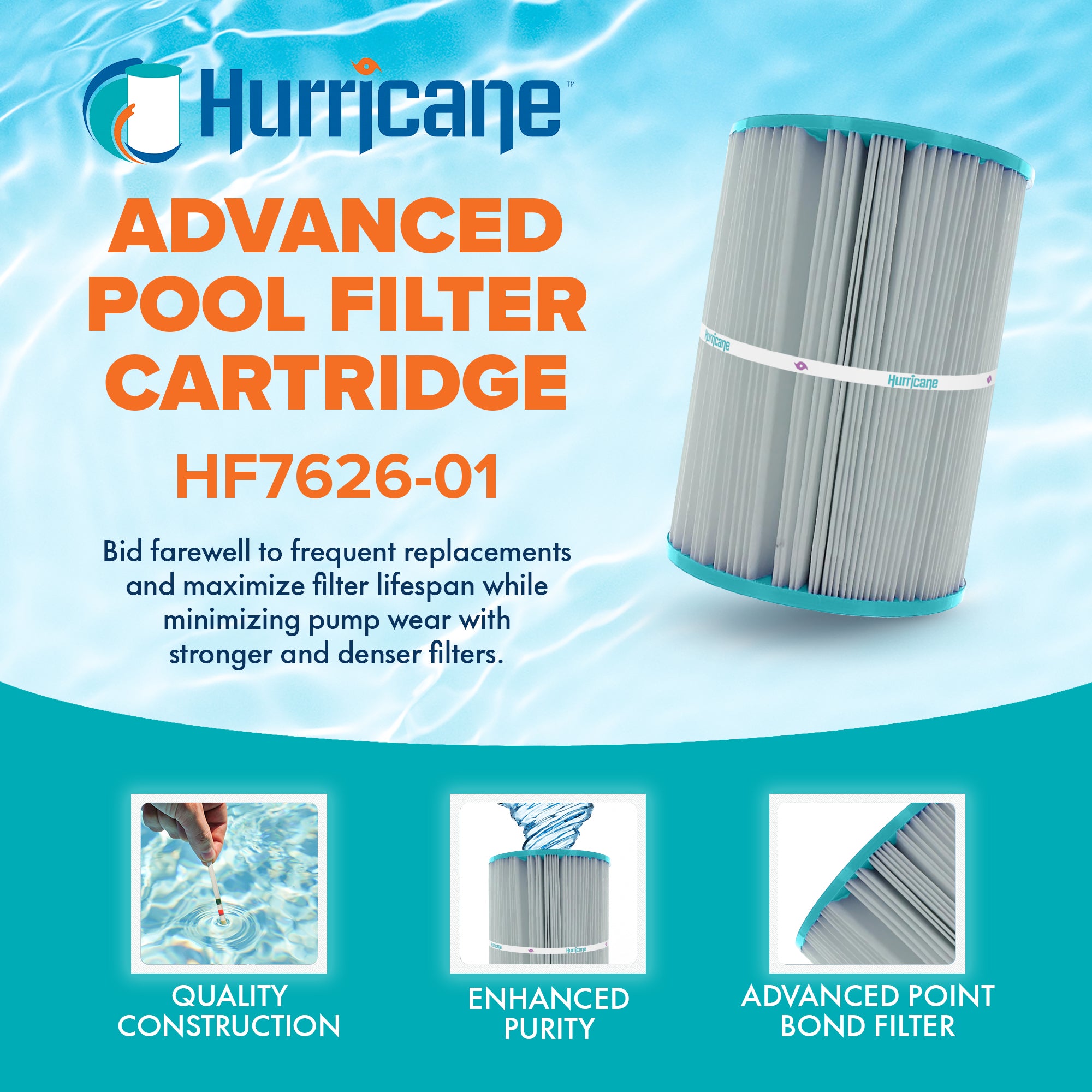 Hurricane HF7626-01 Replacement Spa Filter Cartridge for PA25-4 & Unicel C-7626