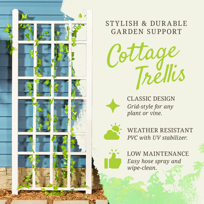 Dura-Trel Cottage 28"x66" PVC Vinyl Outdoor Garden Patio Trellis,White(Open Box) - VMInnovations