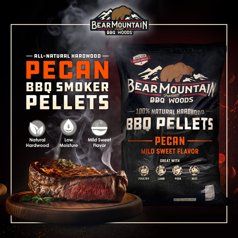 Bear Mountain BBQ Natural Hardwood Pecan Sweet Flavor Pellets, 20lbs (2 Pack)