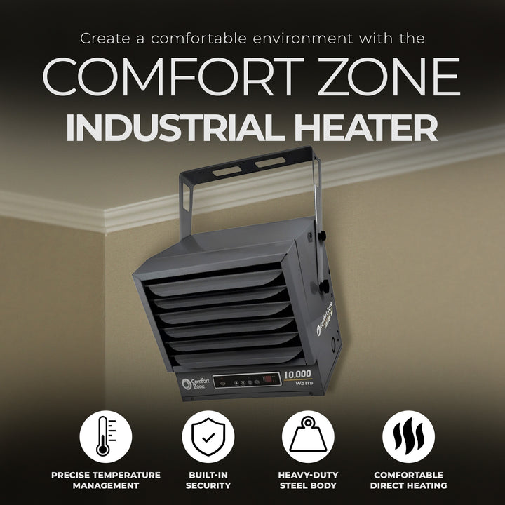 Comfort Zone 10,000W Fan Forced Ceiling Mount Industrial Heater, (For Parts) - VMInnovations
