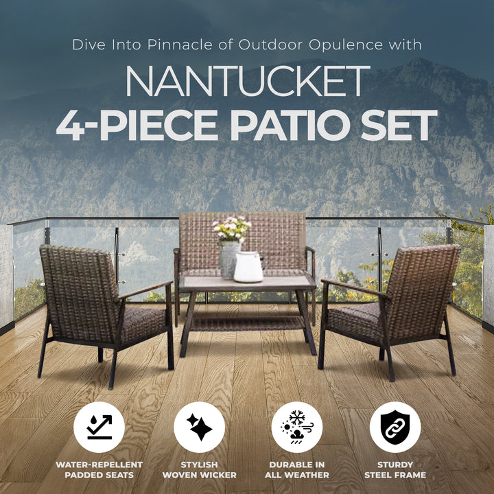 Four Seasons Courtyard Nantucket 4 Piece All Weather Deep Seating Patio Set