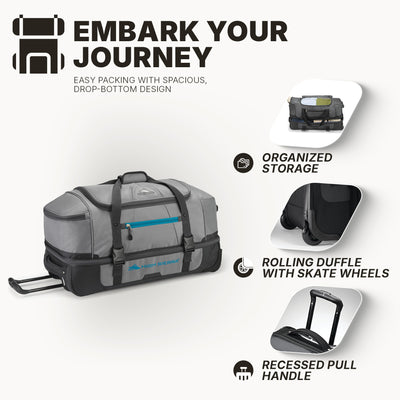 High Sierra Fairlead 34 Inch Drop Bottom Wheeled Duffel Bag Luggage (Open Box) - VMInnovations