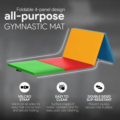 BalanceFrom 4' x 6' x 2" All Purpose Folding Fitness Gymnastics Gym Mat, Multi