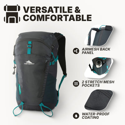 High Sierra 30L Pathway 2.0 Backpack w/Hydration Storage for Hiking, Black