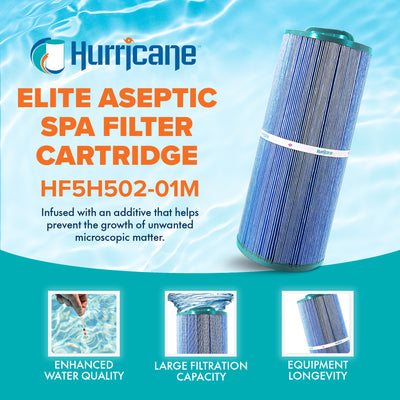 Hurricane 4 Pack HF5H502-01M Elite Aseptic Pool Spa Filter Cartridge Replacement