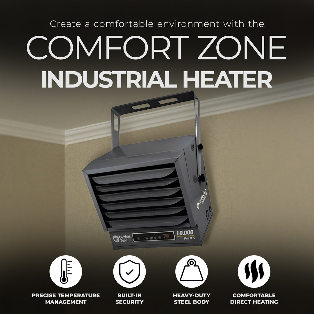 Comfort Zone 10,000W Fan Forced Ceiling Mount Industrial Heater, (Used)