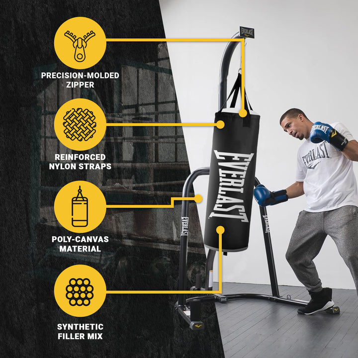 Everlast Core Heavy Bag with Reinforced Nylon Hanging Strap and D Rings, Black - VMInnovations
