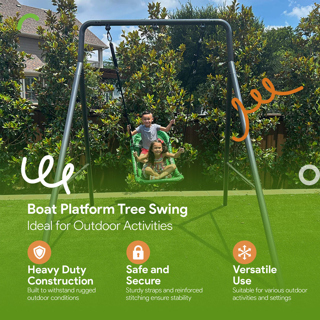 gobaplay Outdoor Swing Set Frame with Bars & gobaplay Boat Swing Platform Saucer - VMInnovations