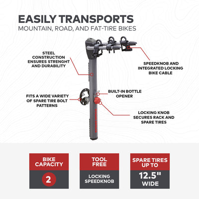 Yakima Vehicle Rear Spare Tire Mounted 2 Bike Bicycle Rack, Gray/Black(Open Box) - VMInnovations