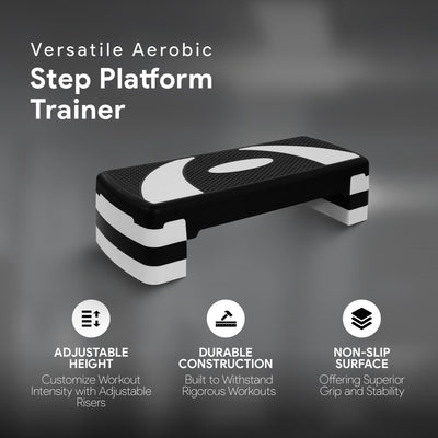 BalanceFrom Fitness Adjustable Workout Aerobic Step Platform Trainer w/Raisers