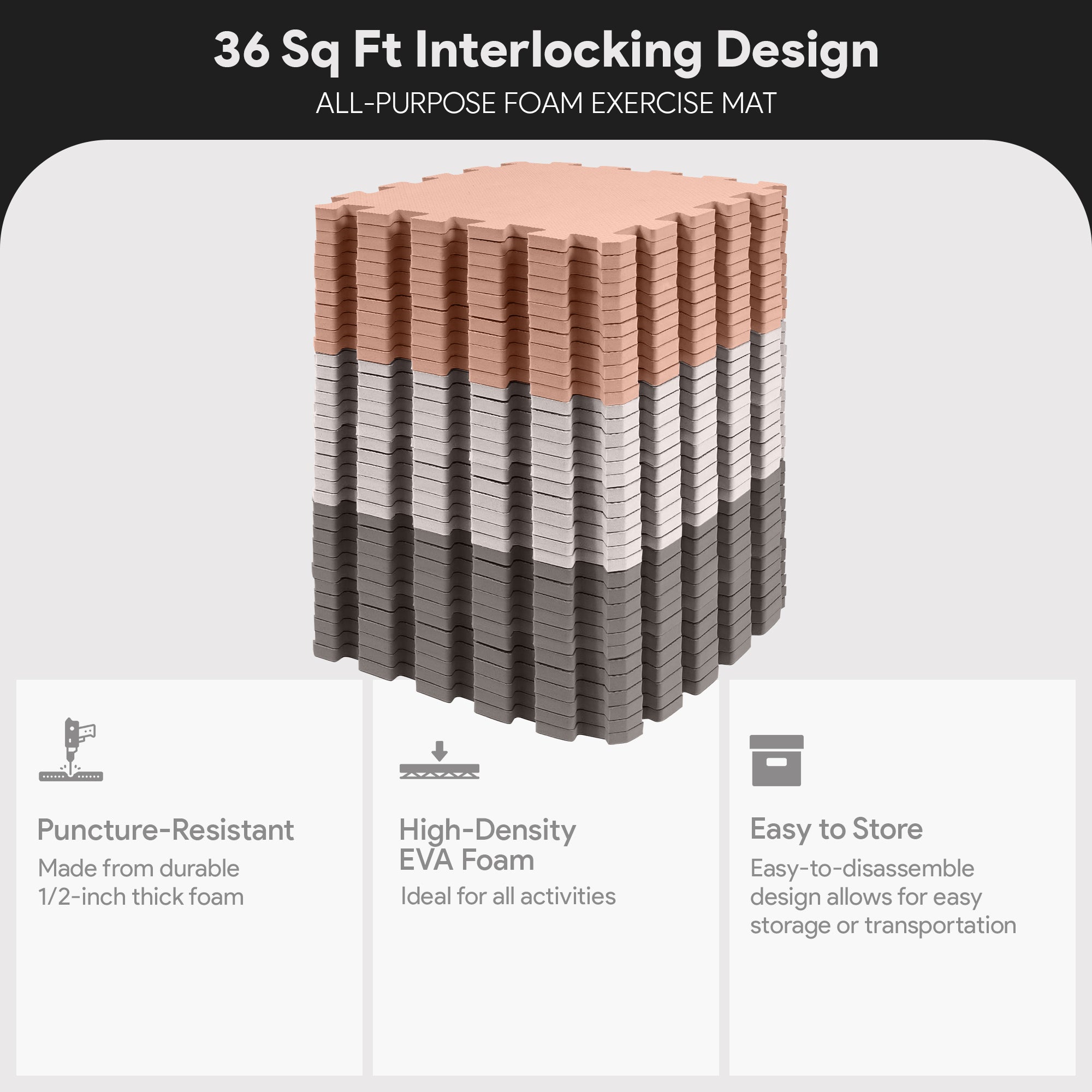 BalanceFrom Fitness 36 Tile Thick Interlocking Puzzle Foam Exercise Mat (Used) - VMInnovations