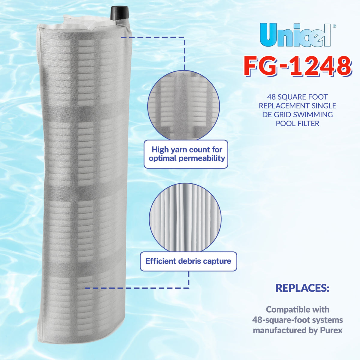 Unicel FG-1248 48 Square Foot Replacement Single DE Grid Swimming Pool Filter