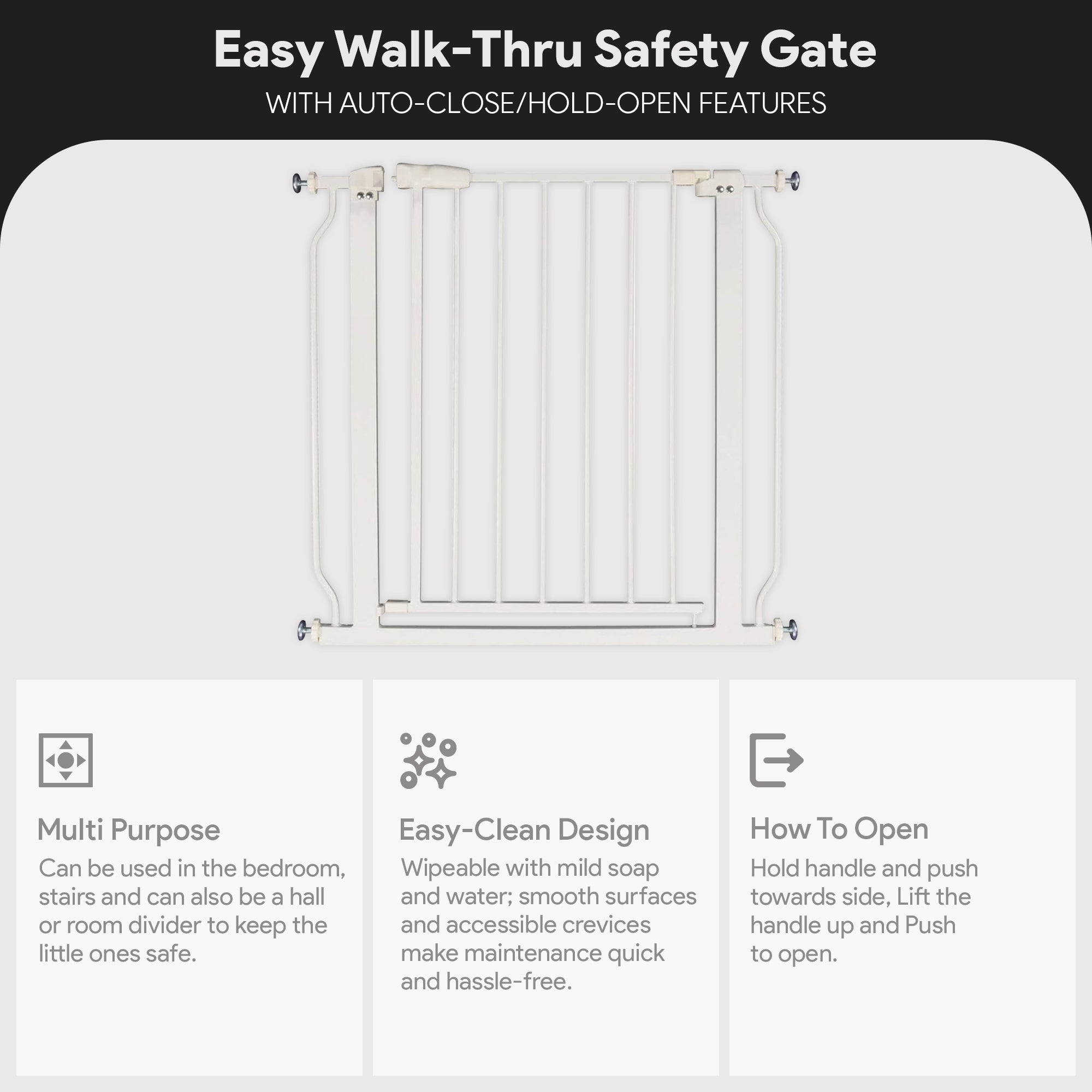 BalanceFrom Walk-Thru Safety Gate for Baby and Pets, White (Open Box)