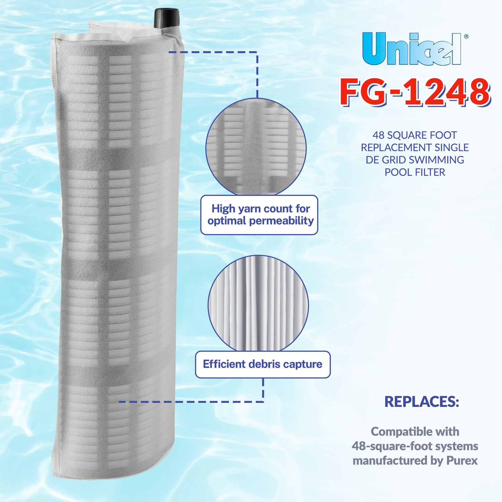 Unicel FG-1248 48 Square Foot Replacement Single DE Grid Swimming Pool Filter - VMInnovations
