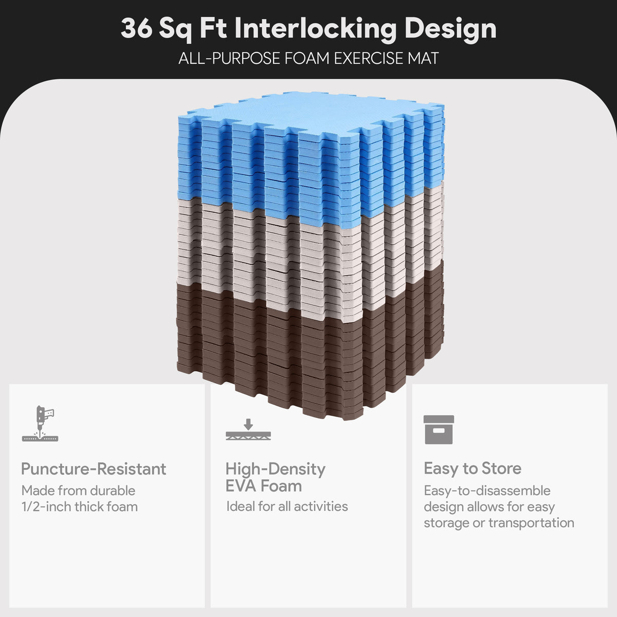 BalanceFrom Fitness 36 Tile Interlocking Exercise Play Mats Bundle, Blues/Pinks