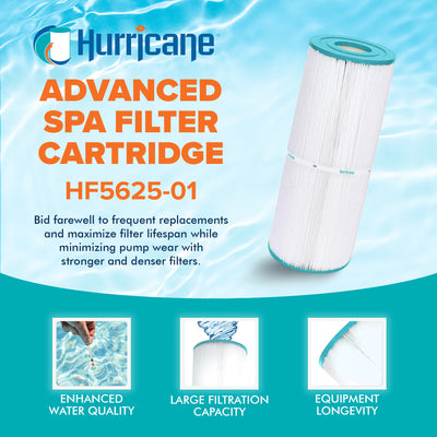 Hurricane HF5625-01 Advanced Pool and Spa Filter Cartridge Replacement, White - VMInnovations