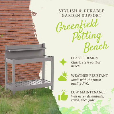 Outdoor Gardening Heavy Duty PVC Vinyl Greenfield Potting Bench, Mocha (Used) - VMInnovations