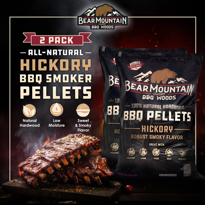 Bear Mountain BBQ All-Natural Hardwood Hickory Smoker Pellets, 20 Lb (2 Pack)