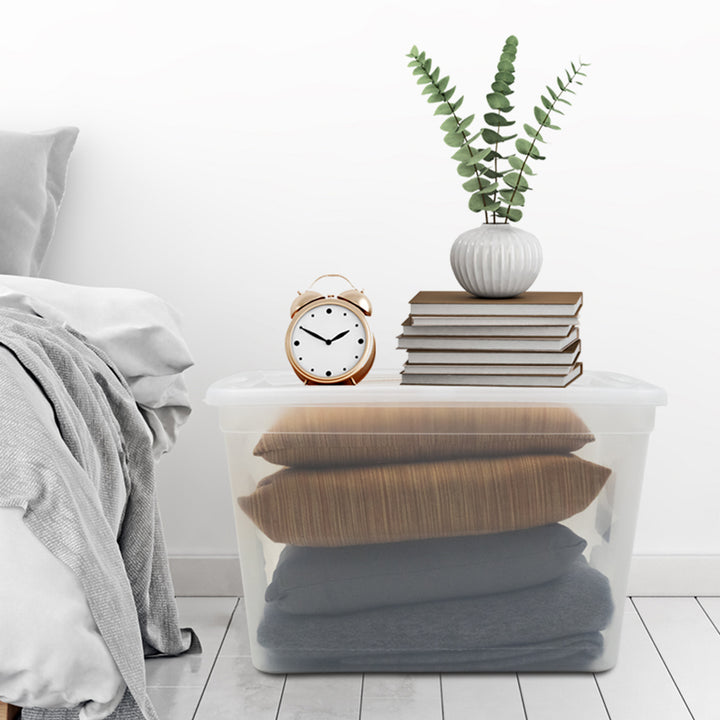 Gracious Living 10 gal Stackable Storage Container Bin w/Lid, Clear (6 Pack) - VMInnovations