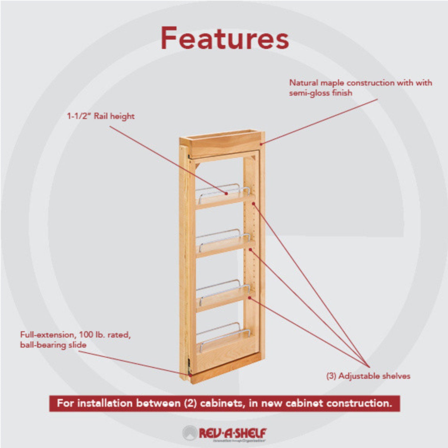 Rev-A-Shelf 432-WF-3C 3" x 30" Pullout Between Cabinet Wall Filler Shelf Storage (For Parts)