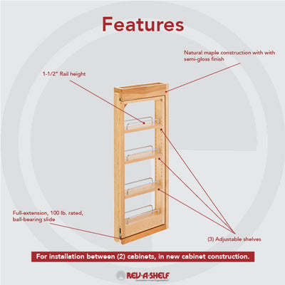 Rev-A-Shelf 432-WF-3C 3" x 30" Pullout Between Cabinet Wall Filler Shelf Storage (For Parts)