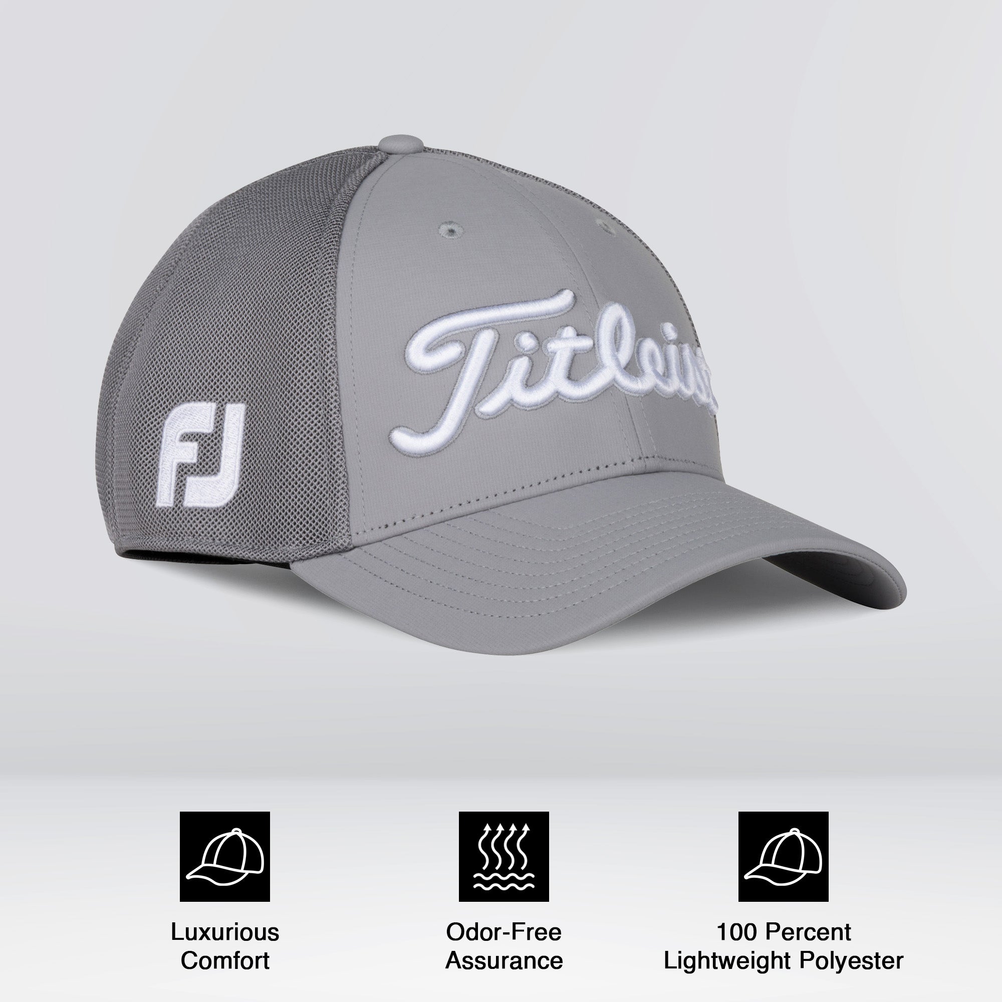 Titleist Tour Sports Small to Medium Mesh Standard Curve Bill Golf Cap Hat, Gray - VMInnovations