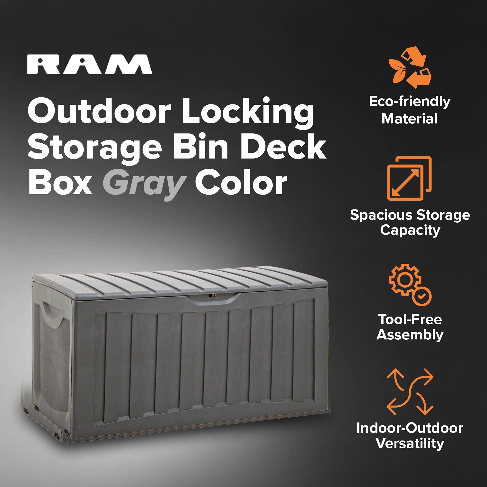 Ram Quality Products Plastic 90 Gal Indoor Outdoor Locking Cushion Box (Used) - VMInnovations