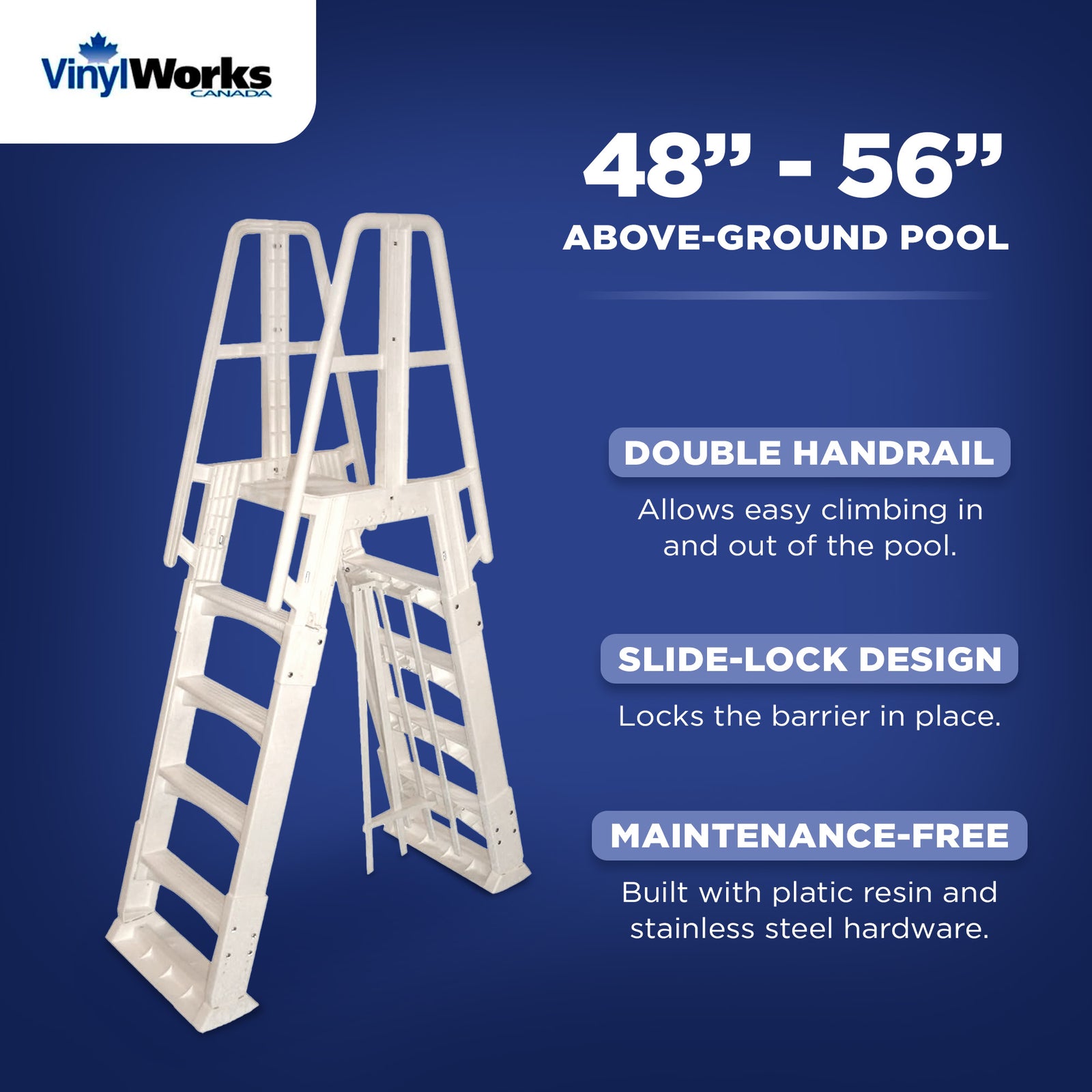 Vinyl Works A Frame Ladder for Swimming Pools 48 to 56" Tall (Used) - VMInnovations