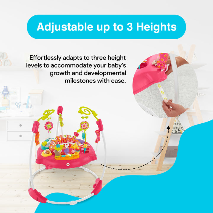 Fisher-Price Pink Jumperoo w/360 Spinning Seat, Lights, & Sounds (Open Box)