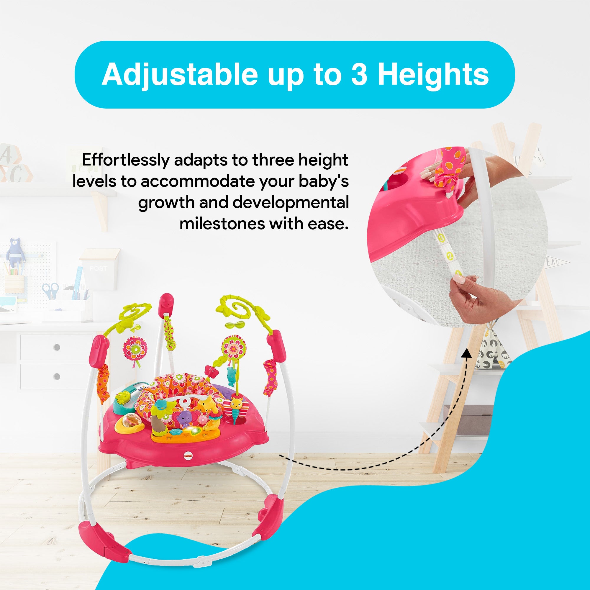Fisher-Price Pink Jumperoo w/360 Spinning Seat, Lights, & Sounds (Open Box) - VMInnovations