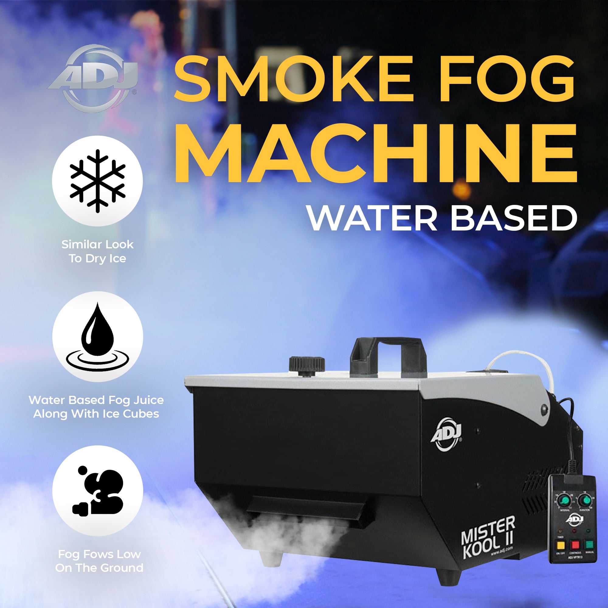 American DJ Mister Kool II Low Lying Water Based Smoke Fog Machine  (2 Pack) - VMInnovations