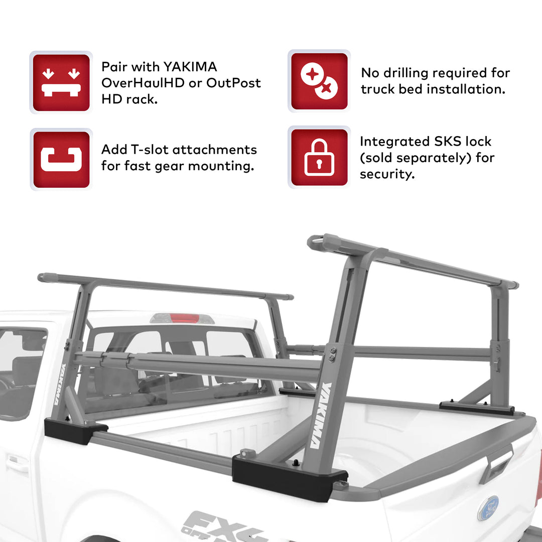 YAKIMA Truck Bed Track HD Kit for OverHaul HD & OutPost HD (2Pc), Black (Used) - VMInnovations