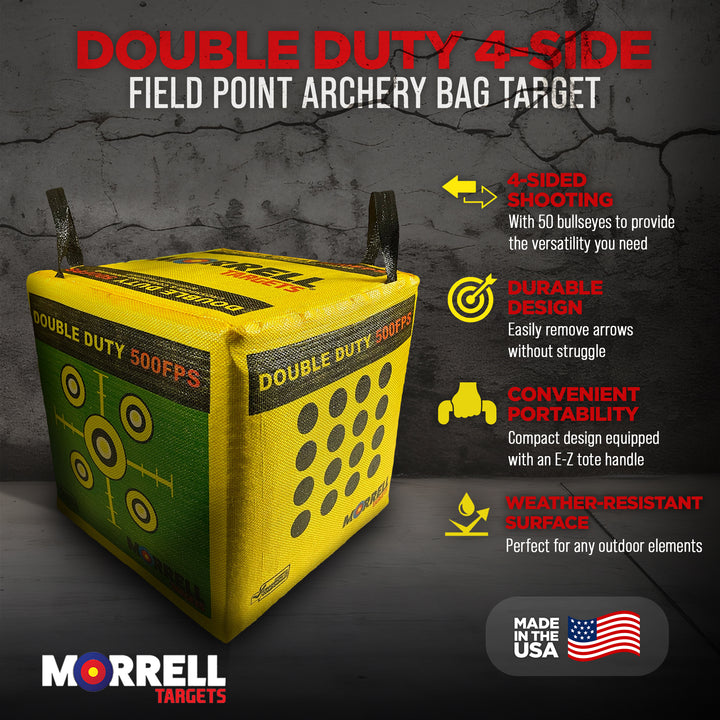 Morrell Targets 4-Sided Archery Target, Field Point Shooting Bag, Double Duty